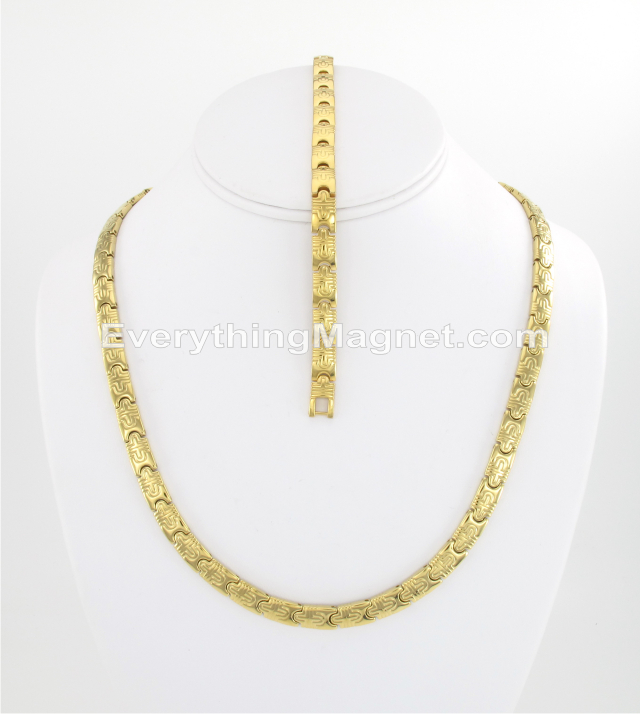 Magnetic Stainless Steel Necklace (18 1/2) Bracelet Set – SSNBW134G