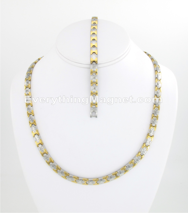 Magnetic Stainless Steel Necklace (18 1/2) Bracelet Set – SSNBW134T