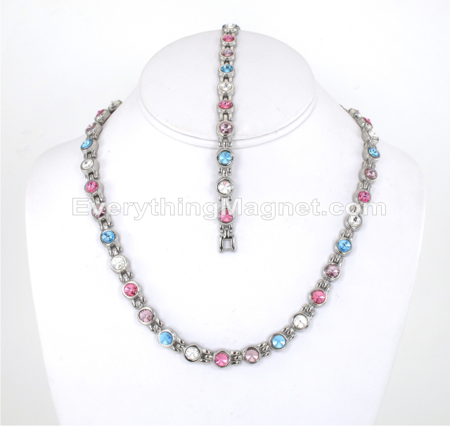 Magnetic Stainless Steel Necklace(18 1/4 inch) Bracelet Set – SSNBW155SCS5