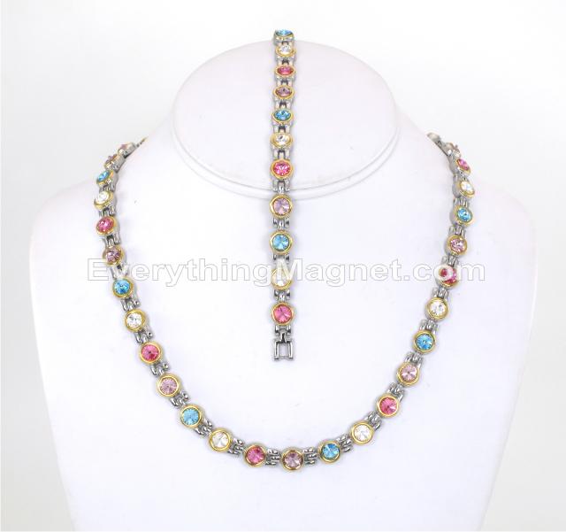 Magnetic Stainless Steel Necklace(18 1/4 inch) Bracelet Set – SSNBW155TCS5