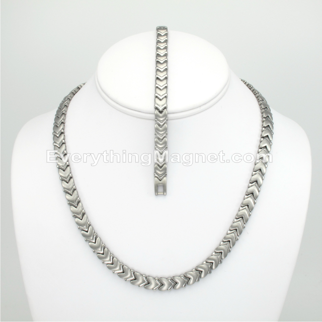 Magnetic Stainless Steel Necklace(18 inch) Bracelet Set – SSNBW26S