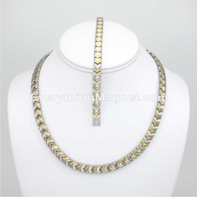 Magnetic Stainless Steel Necklace(18 inch) Bracelet Set – SSNBW26T