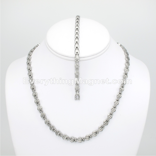 Magnetic Stainless Steel Necklace(18 inch) Bracelet Set – SSNBW30S