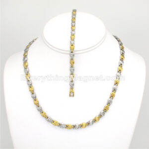 Magnetic Stainless Steel Necklace(18 inch) Bracelet Set – SSNBW30T