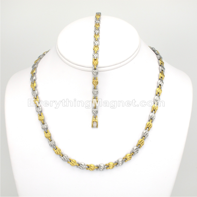 Magnetic Stainless Steel Necklace(18 inch) Bracelet Set – SSNBW30T