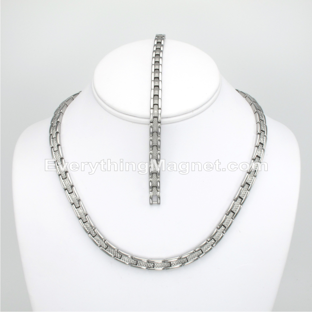 Magnetic Stainless Steel Necklace(18 inch) Bracelet Set – SSNBW33S