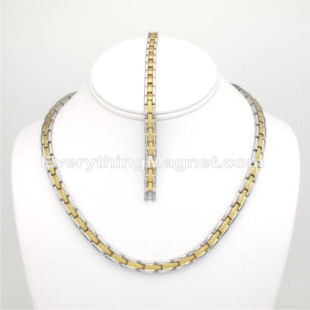 Magnetic Stainless Steel Necklace(18 inch) Bracelet Set – SSNBW33T1