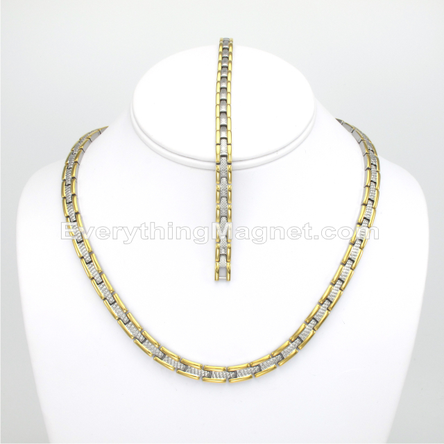 Magnetic Stainless Steel Necklace(18 inch) Bracelet Set – SSNBW33T2