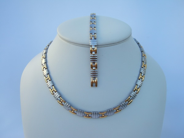 Stainless Steel Necklace(18 3/8 inch) Bracelet Sets - SSNBW42T