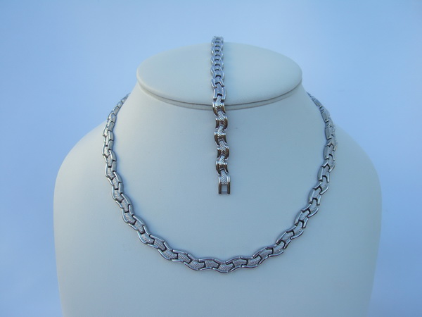 Stainless Steel Necklace(18 inch) Bracelet Sets - SSNBW47S