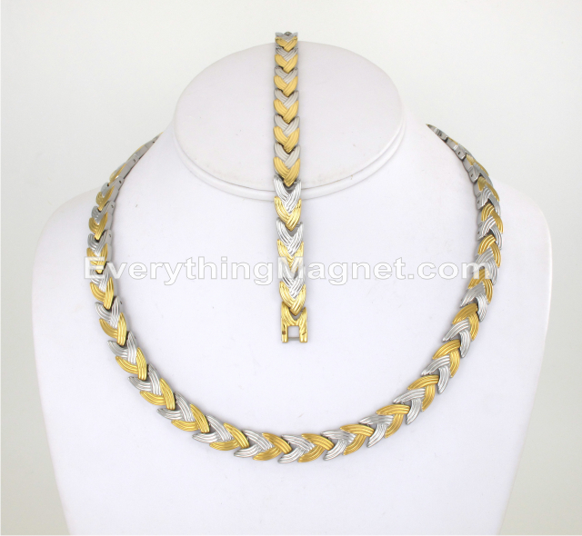 Magnetic Stainless Steel Necklace(18 inch) Bracelet Set – SSNBW48T