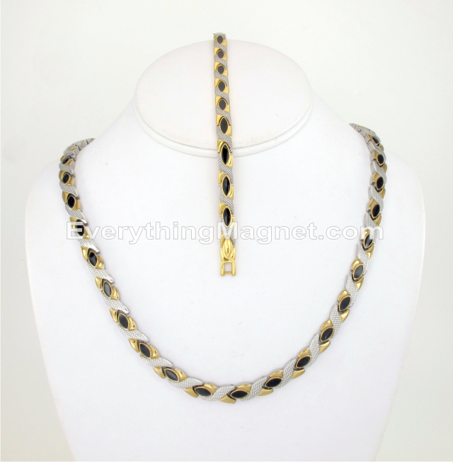 Magnetic Stainless Steel Necklace Bracelet Set – SSNBW49GBS