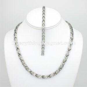 Magnetic Stainless Steel Necklace(18 1/2 inch) Bracelet Set – SSNBW49S