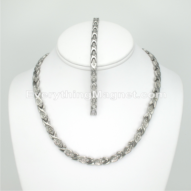 Magnetic Stainless Steel Necklace(18 5/8 inch) Bracelet Set – SSNBW49SCZ