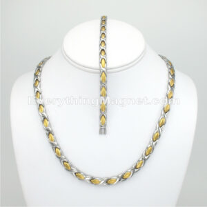 Magnetic Stainless Steel Necklace(18 1/2 inch) Bracelet Set – SSNBW49T1
