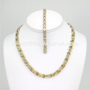 Magnetic Stainless Steel Necklace(18 5/8 inch) Bracelet Set – SSNBW49TCZ
