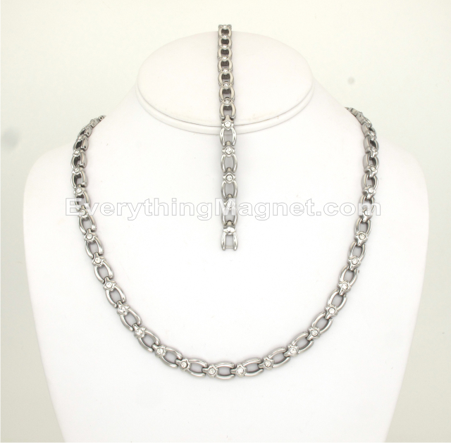 Magnetic Stainless Steel Necklace(19 inch) Bracelet Set – SSNBW563SCZ