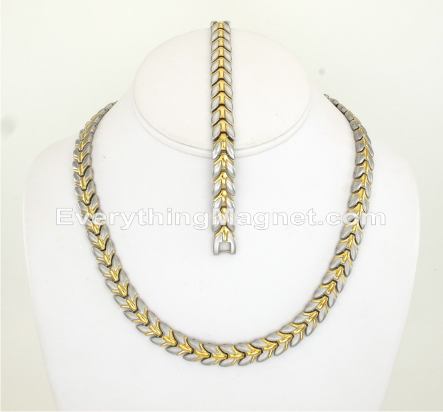 Magnetic Stainless Steel Necklace (18 inch) Bracelet Set – SSNBW85T