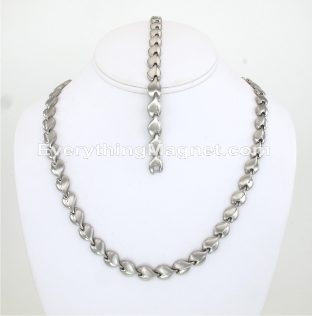 Magnetic Stainless Steel Necklace(19 inch) Bracelet Set – SSNBW90S