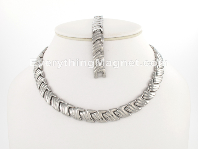 Magnetic Titanium Necklace(18 inch) Bracelet Set - TITNB203S