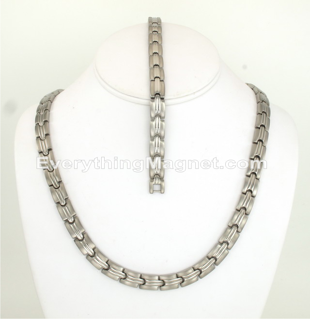 Magnetic Titanium Necklace (18 inch) Bracelet Set - TITNB564S