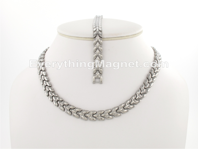 Magnetic Titanium Necklace(18 3/8 inch) Bracelet Set - TITNBW201S