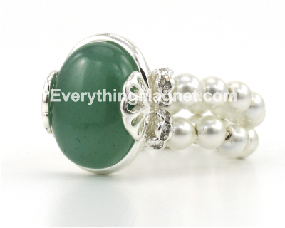 Magnetic Double Loop Hematite Ring - Jade - WBDR4