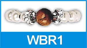White Magnetic Beaded Ring – Tiger Eye – WBR1