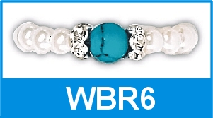 White Magnetic Beaded Ring - Turquoise Gemstone - WBR6