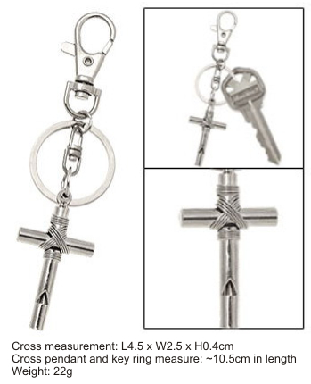 Cross Keychain & Whistle – silverCrossWhistle